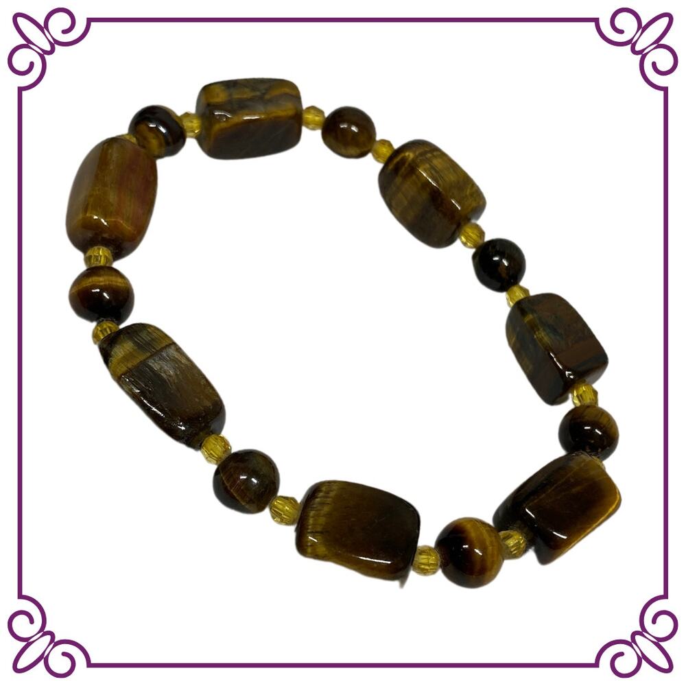 Tiger Eye Stone Beaded Stretch Bracelet